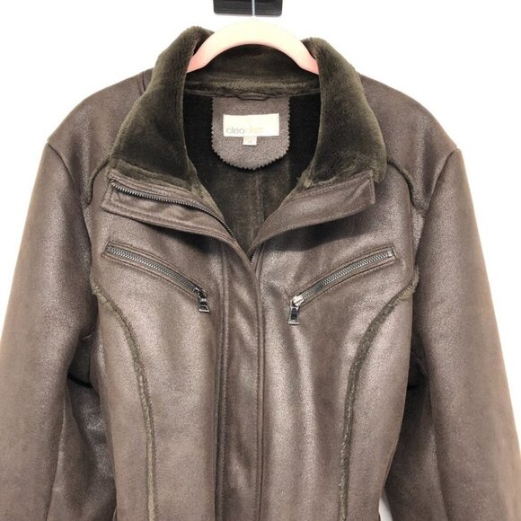 Cleo Brown Mouton Faux Suede Leather + Fur lined Marc-R Coat size  14 - Picture 2 of 16